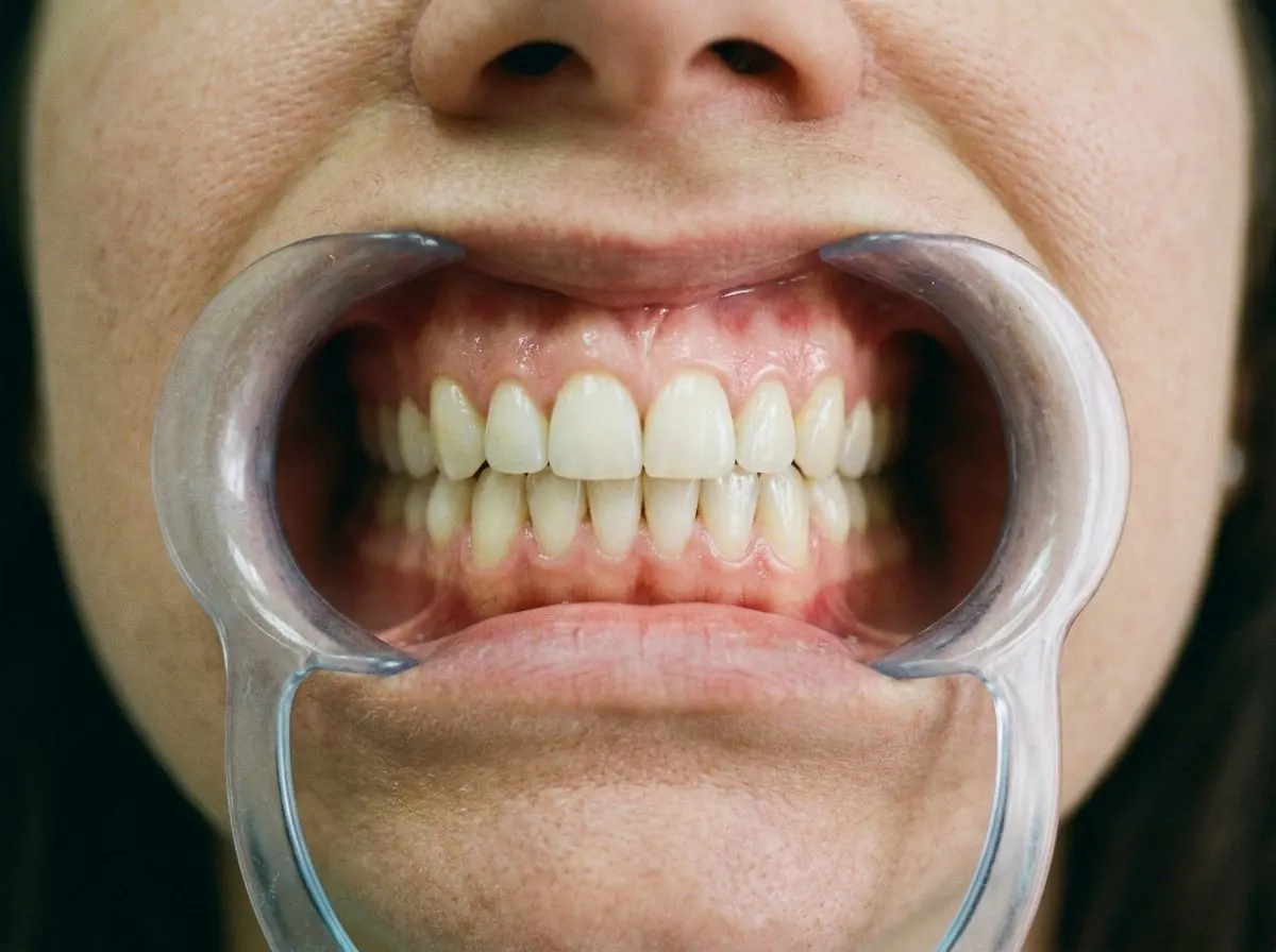 Ilustração gerada, dentes alinhados: apinhamento dos dentes da frente