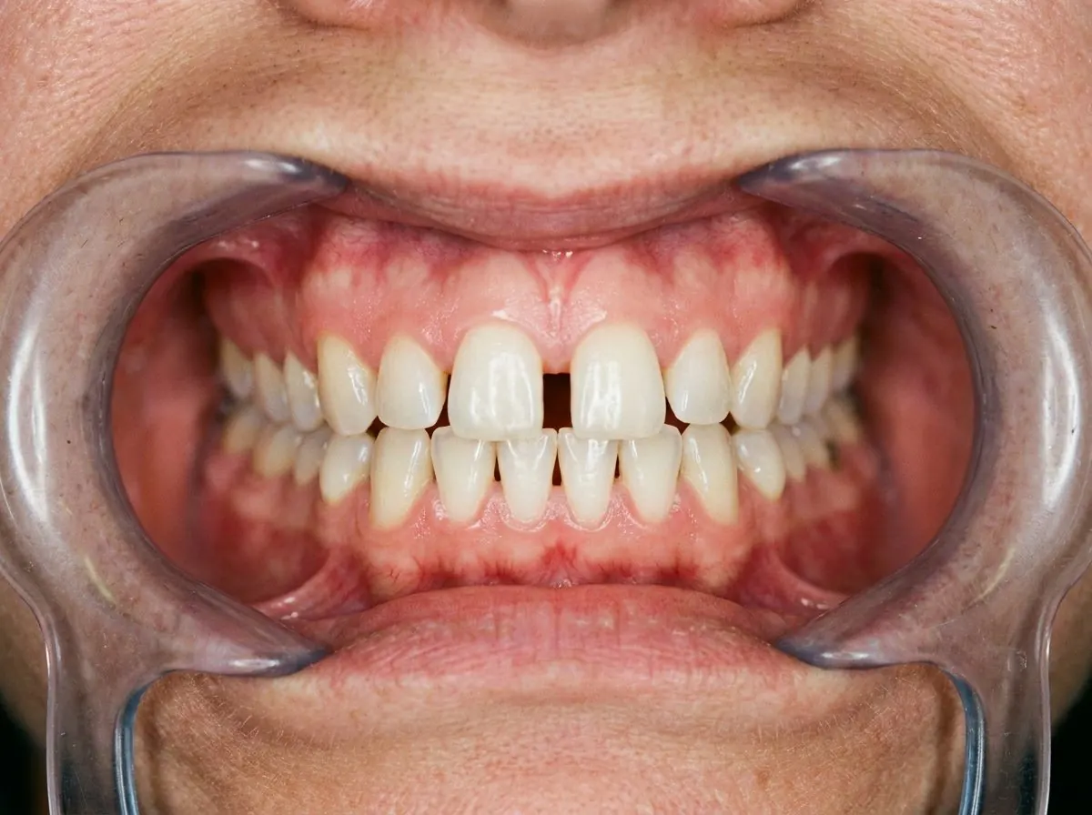 Ilustração gerada, situação inicial: espaços entre os dentes