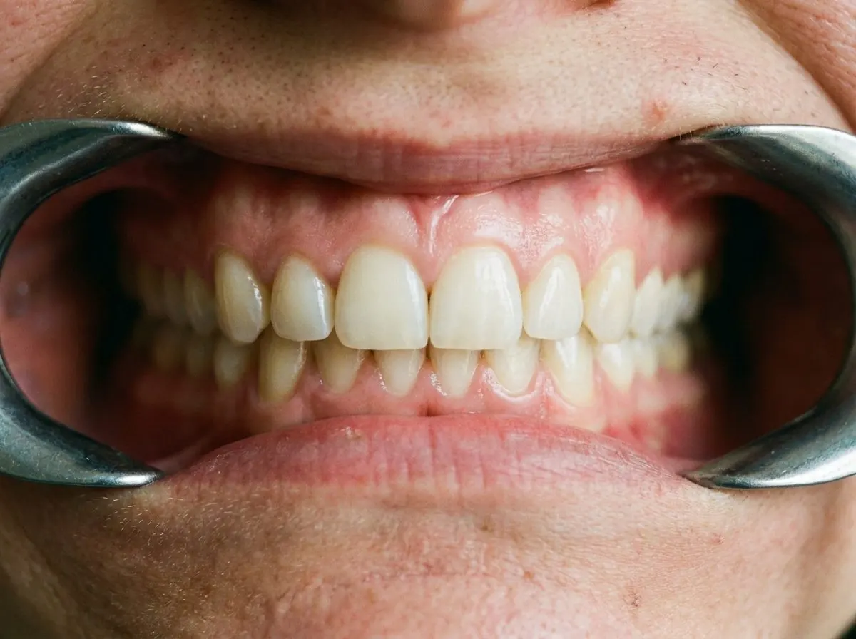 Ilustração gerada, dentes alinhados: espaços entre os dentes